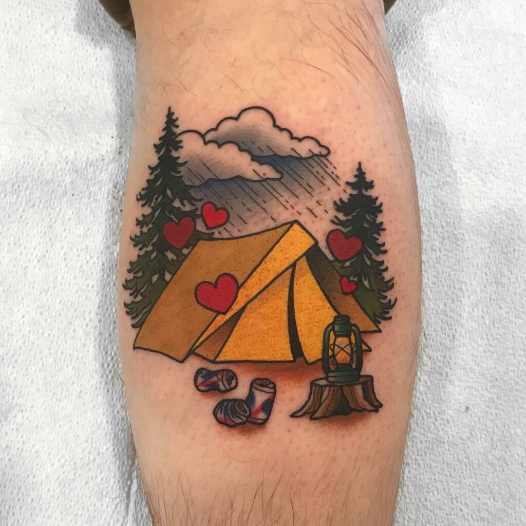 Nature Tattoos Featuring Cabins & Tents 