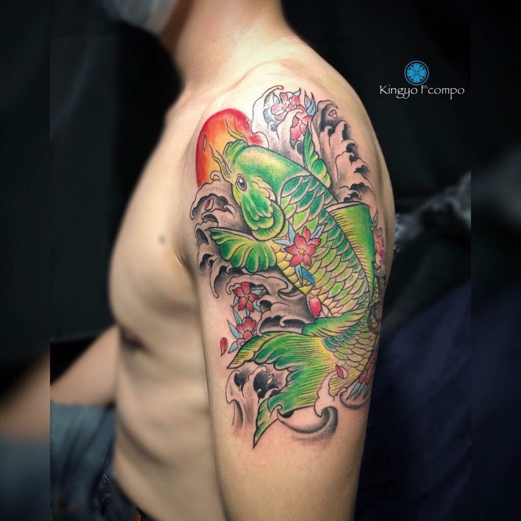 Green Koi Fish Tattoo