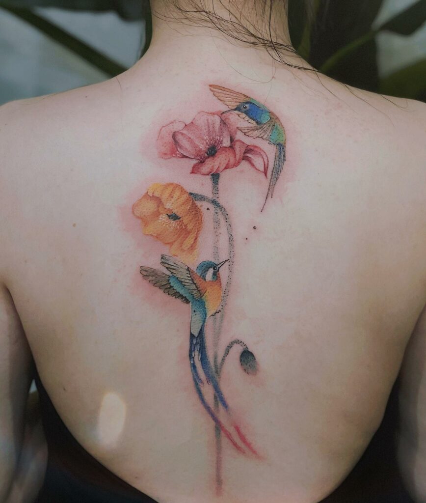 Watercolor Poppy Tattoo