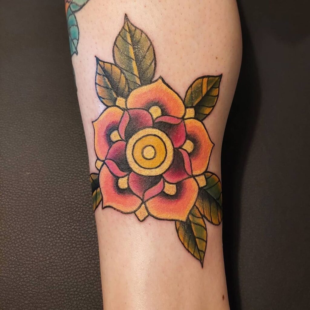American Traditional Flower Tattoos