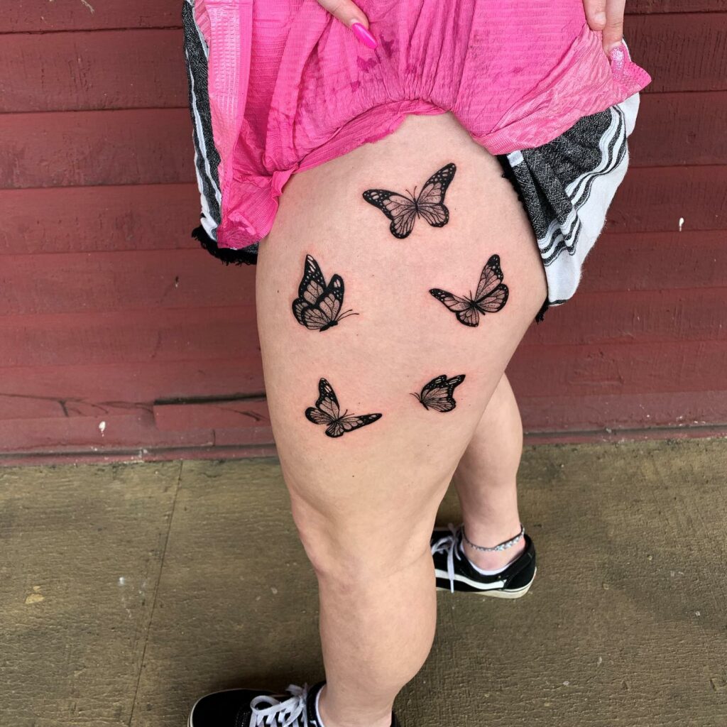 Butterfly Thigh Tattoo