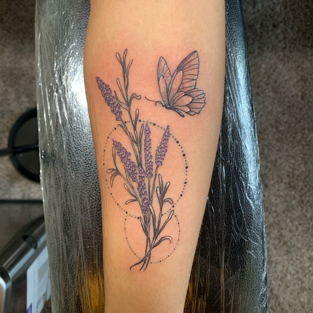 Lavender and Butterfly Tattoos