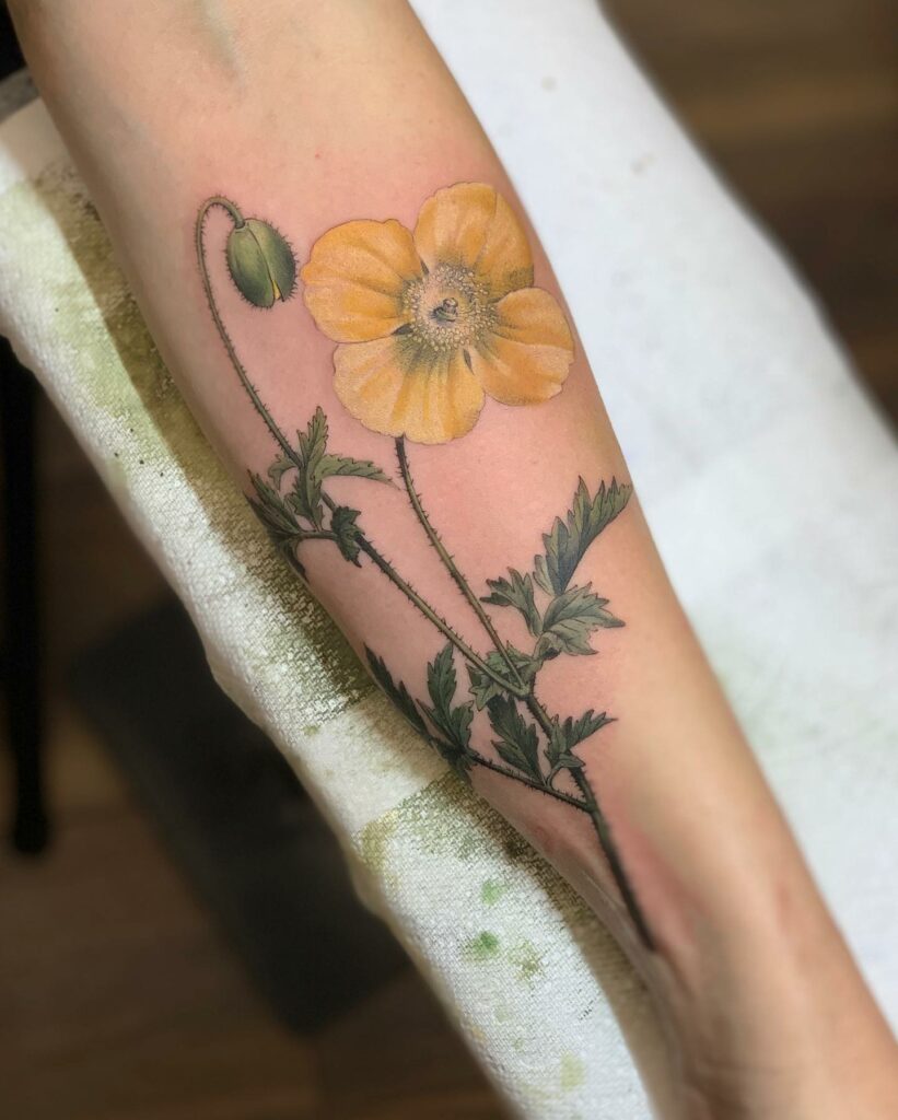 Yellow Poppy Tattoo