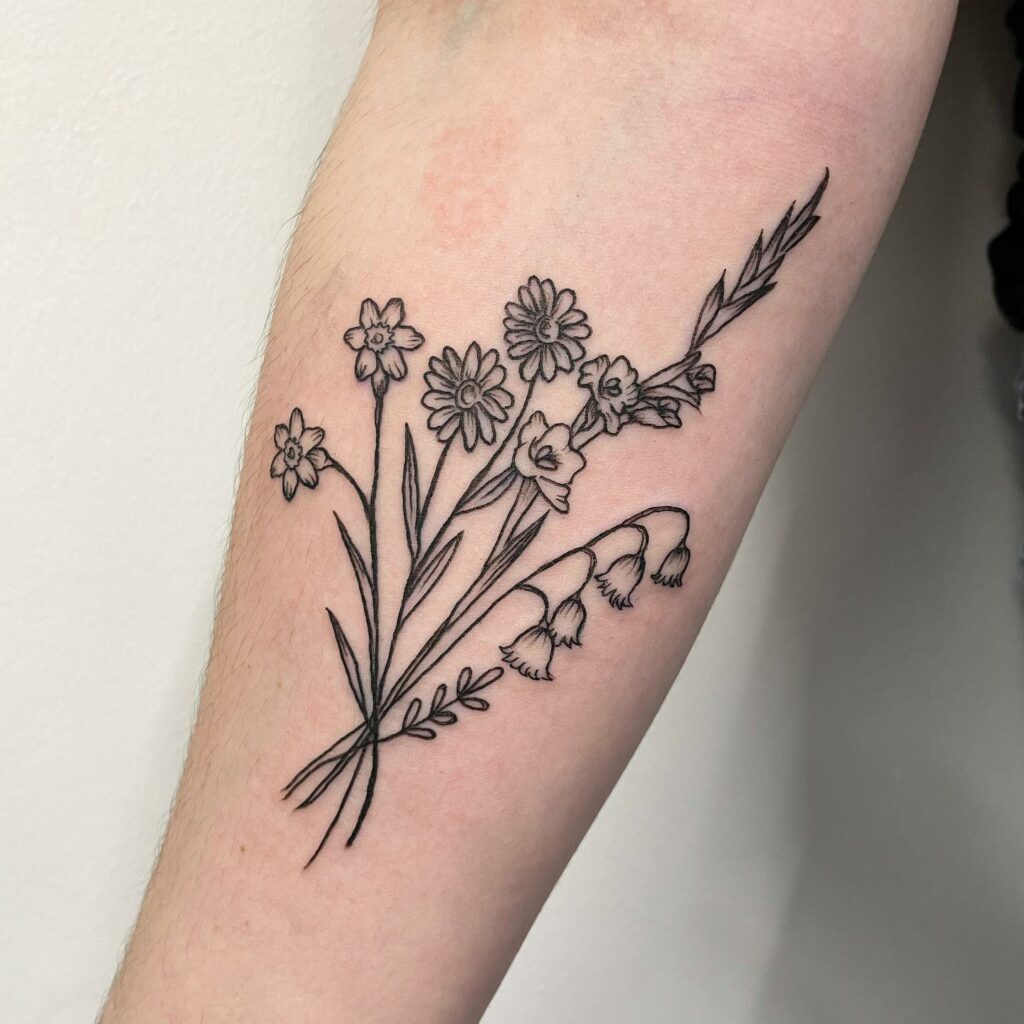 Line Work Flower Tattoos