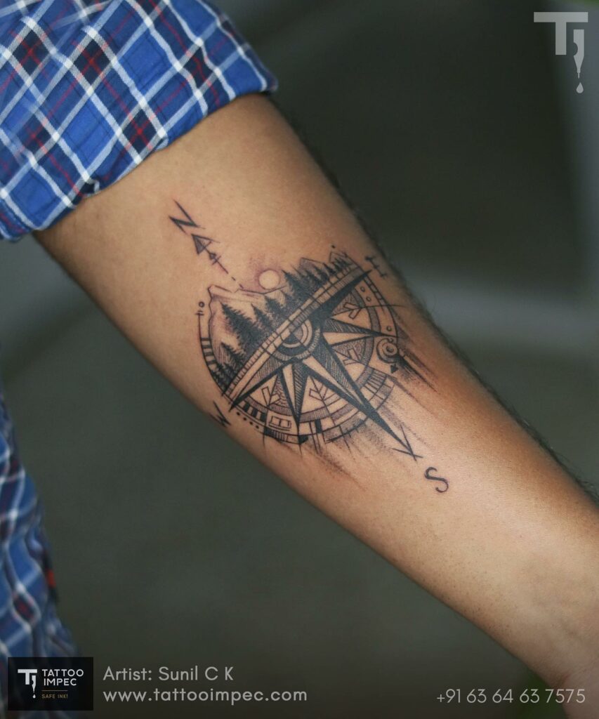 Dotwork Kraken Holding A Broken Compass Tattoo Idea  BlackInk