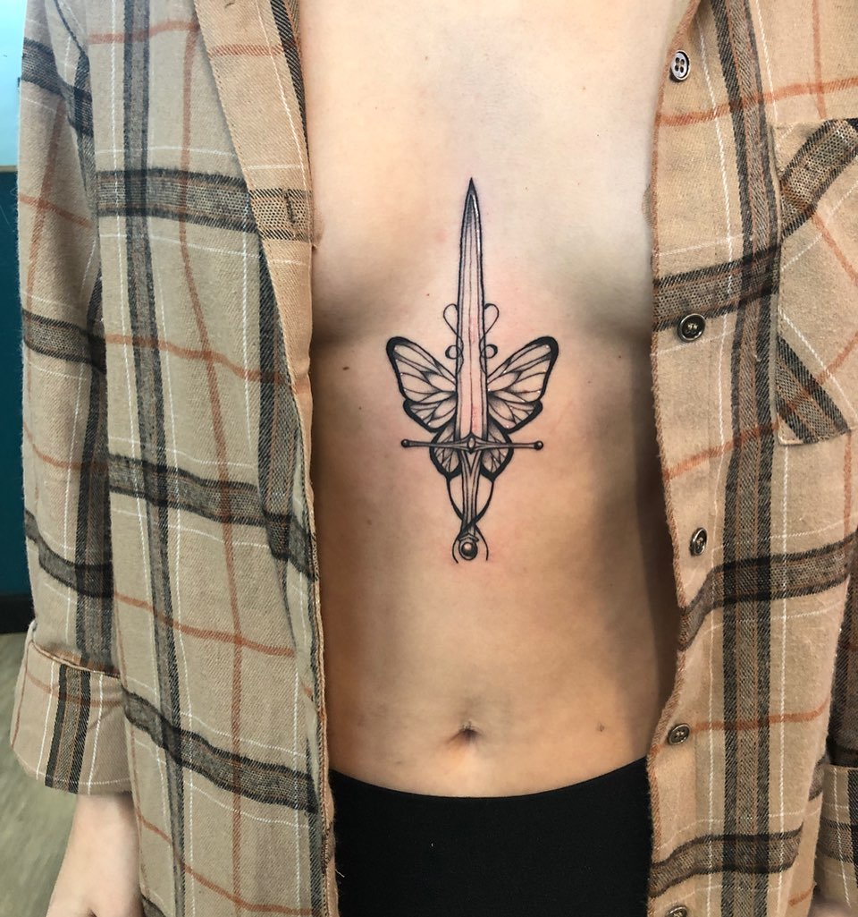 Sternum floral dagger by Felix Minor at Grimoire Gallery Chattanooga  Tennessee  rtattoos