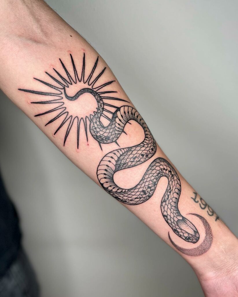 Snake & Moon Tattoo