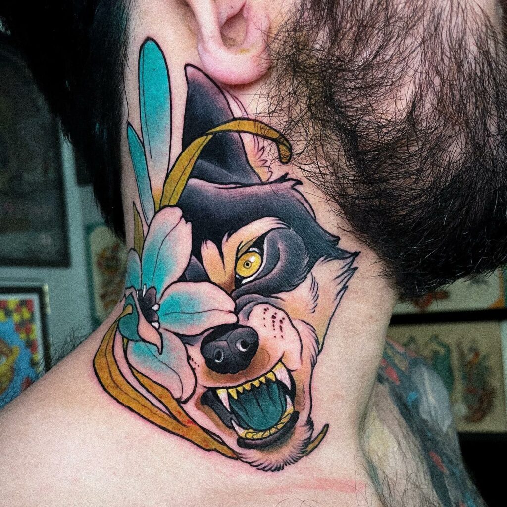 Wolf Neck Tattoo
