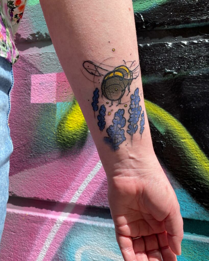 Bee and Lavender Tattoo