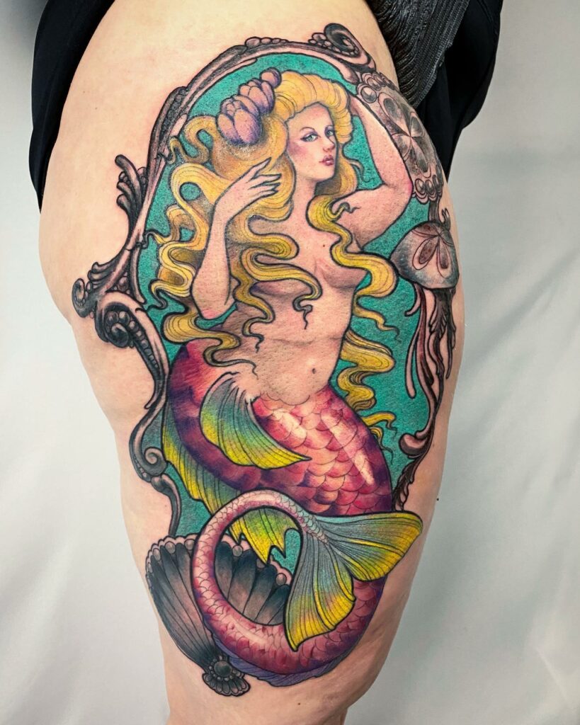 Vibrant Color Little Mermaid Tattoo