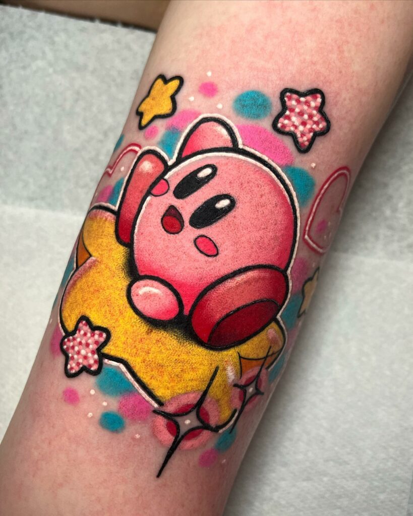 Mario Bros and Kirby Video Game Tattoos