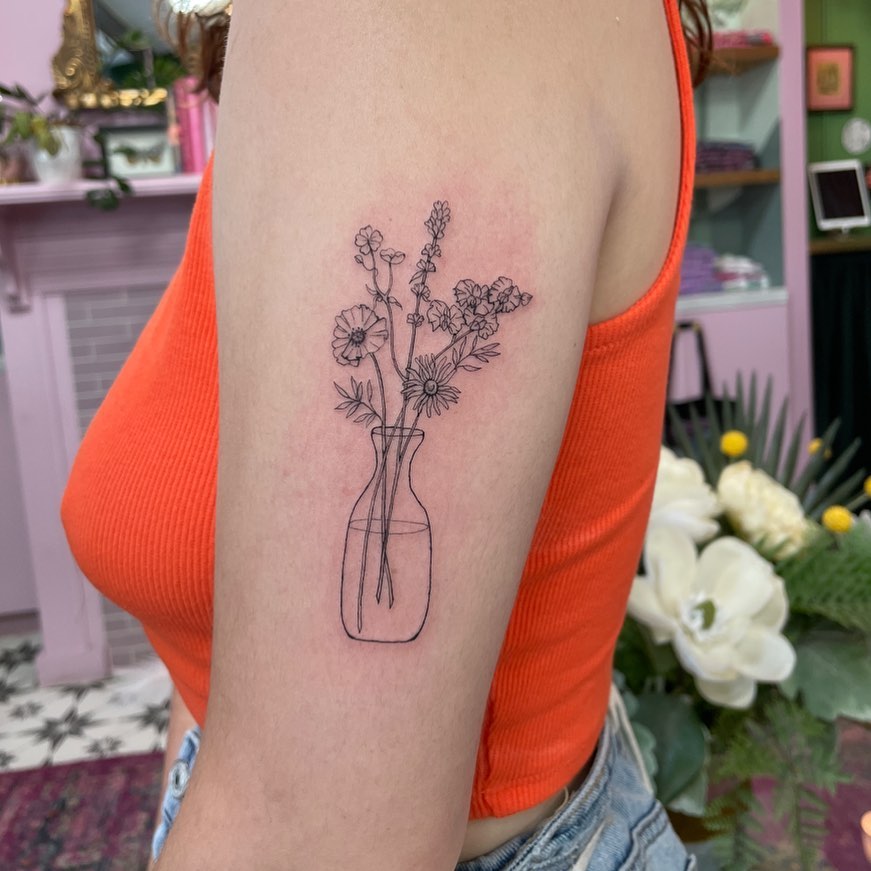Carnation and Gladiolus Tattoo 