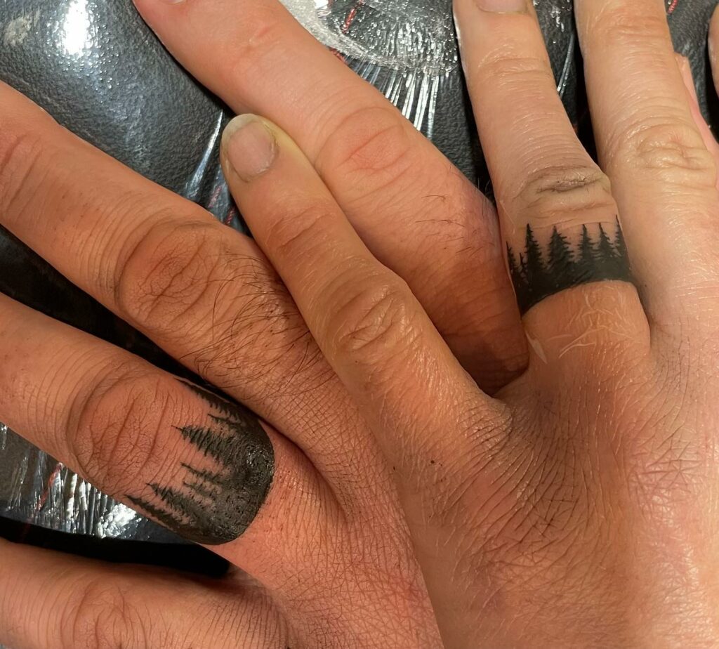 Nature Themed Wedding Ring Tattoos