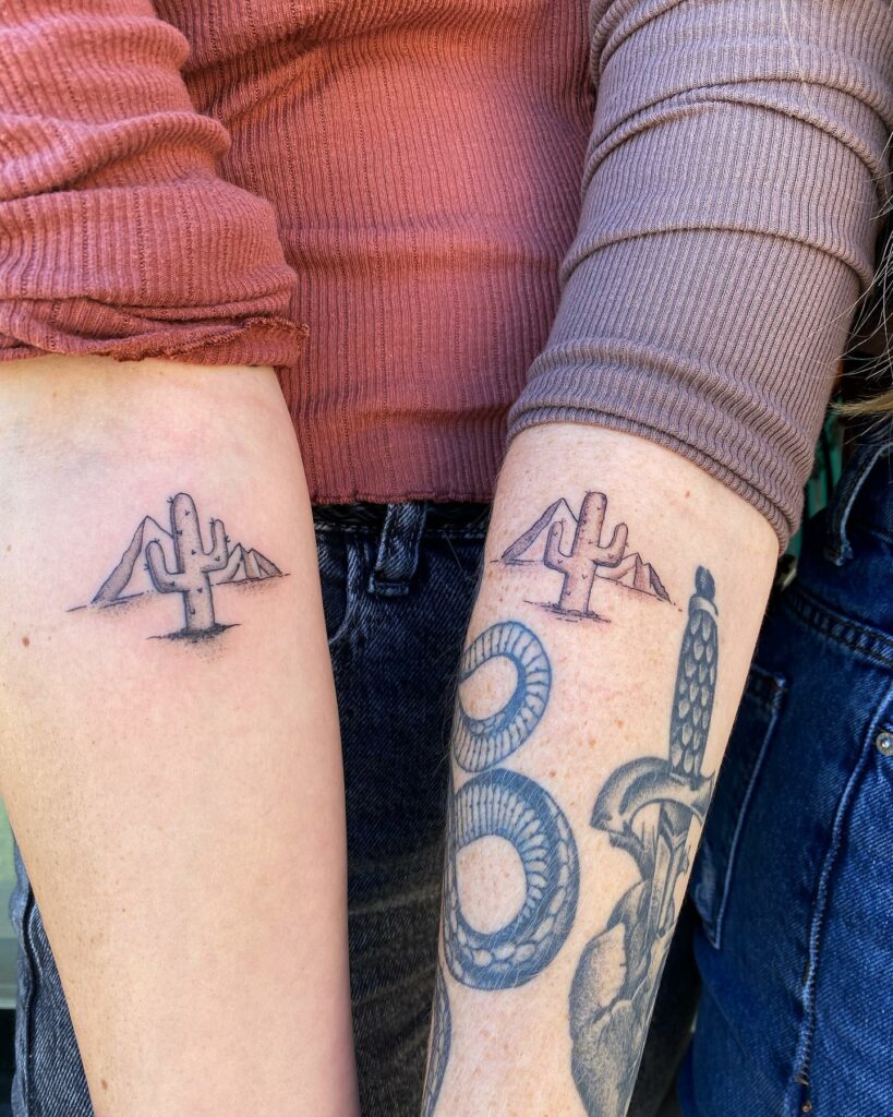 Matching Cactus Tattoos