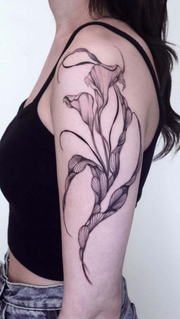 New tattoo today Watercolor calla lily by JaK at Iron Rhino in Roseville  MN  rtattoos