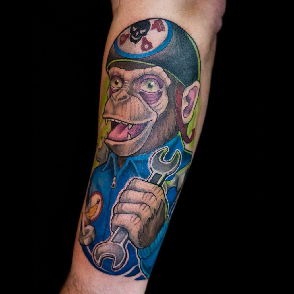 Hand drawn grease monkey tattoo  TRIED and True Tattoos  Facebook