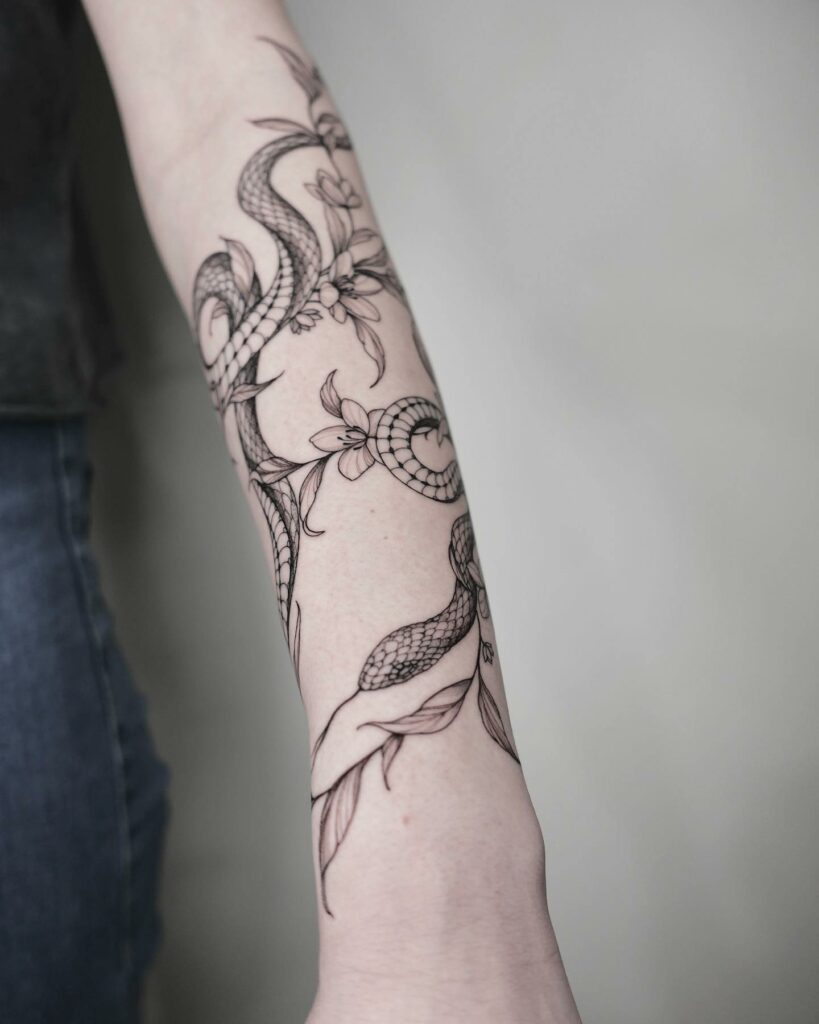 Ouroboros Snakes Forearm Tattoo  TATTOOGOTO