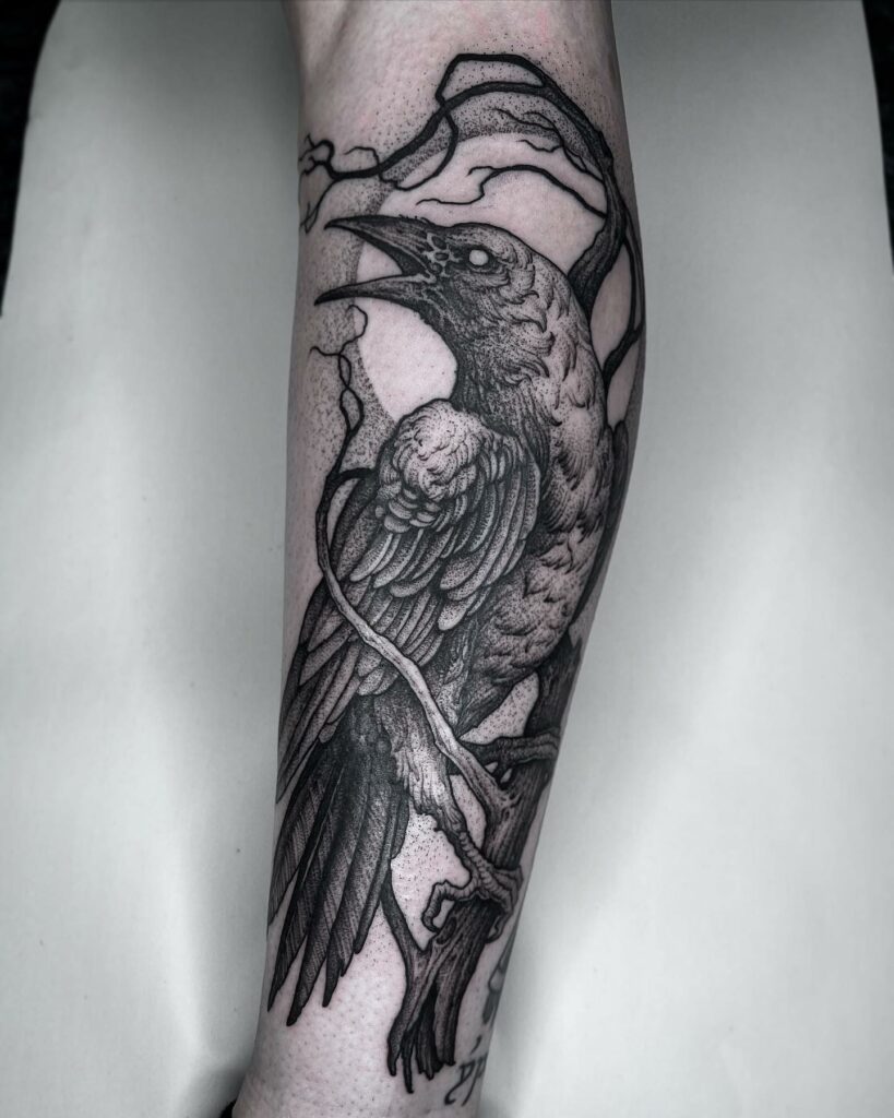 Black and white raven tattoo  Susanne König  Tattoos Ink tattoo  Beautiful tattoos