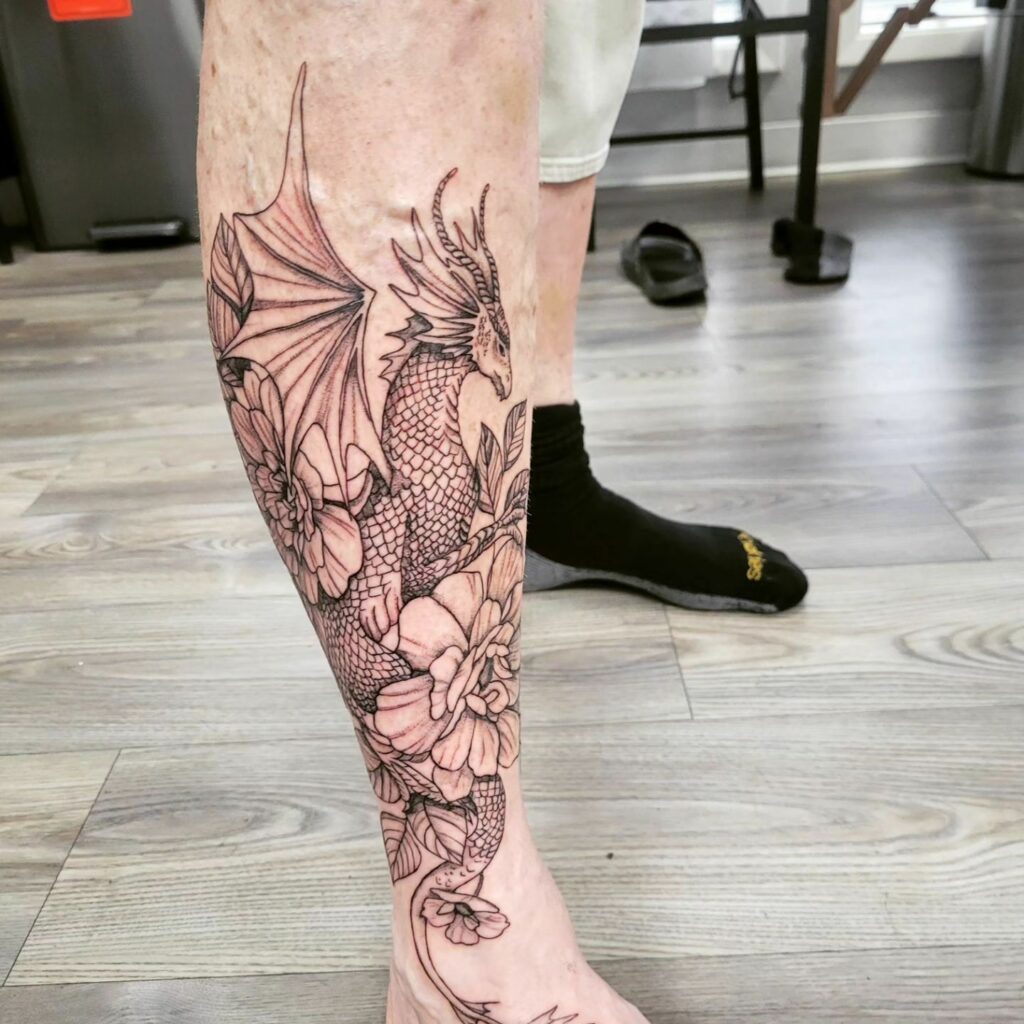 Floral Dragon Tattoo 