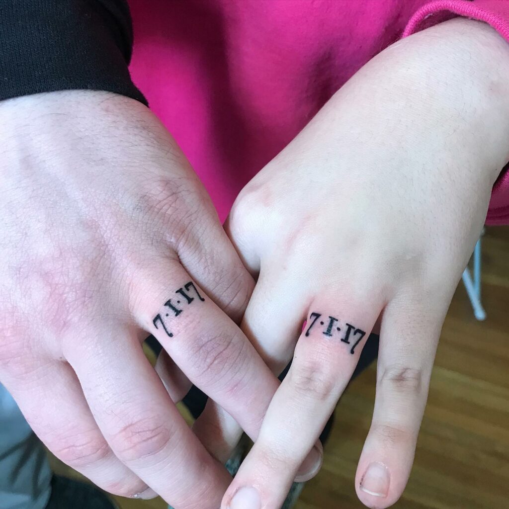 Date Wedding Ring Finger Tattoo