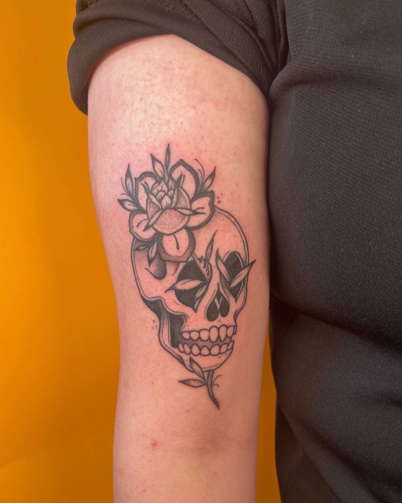 Skull and Rose Tattoo