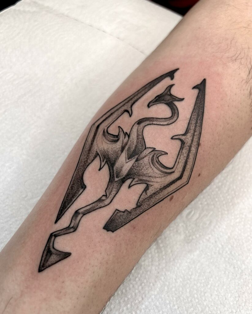 Traditional black and gray Skyrim ink