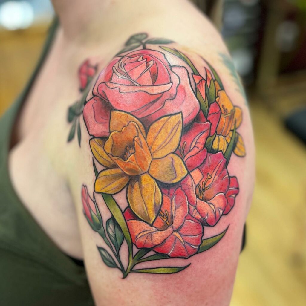 Rose Tattoo and Gladiolus Tattoo