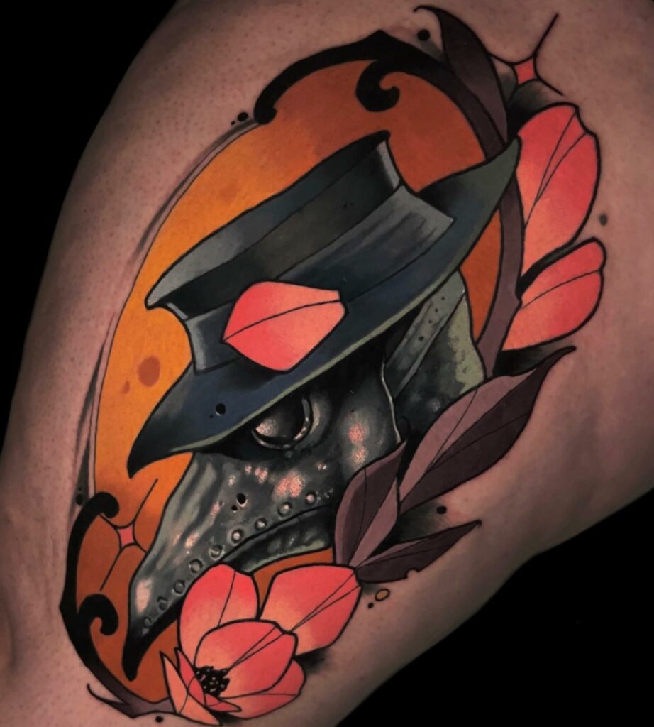 Freehand Neo Trad plague doctor forearm piece done by Daragh Locke of  Black Valley Tattoo Gallery in Limerick Ireland  rtattoos