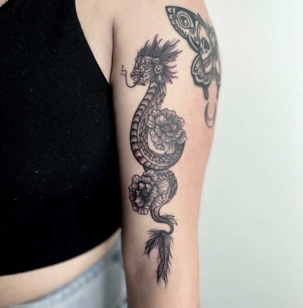 Snake and Marigold Tattoo 