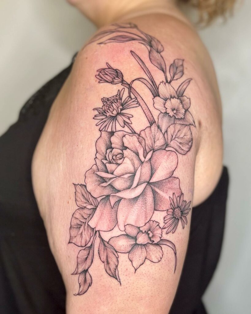 Gladiolus and Lily of the Valley Tattoo 