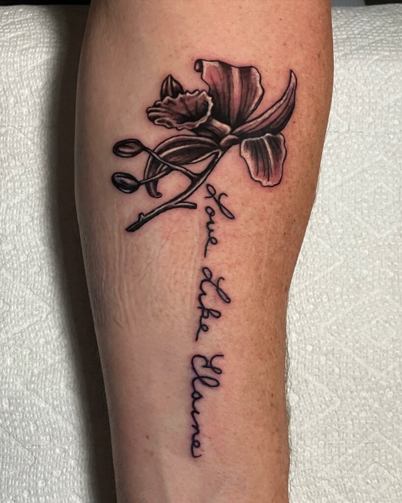Orchid Tattoo with Name or Quote tattoo
