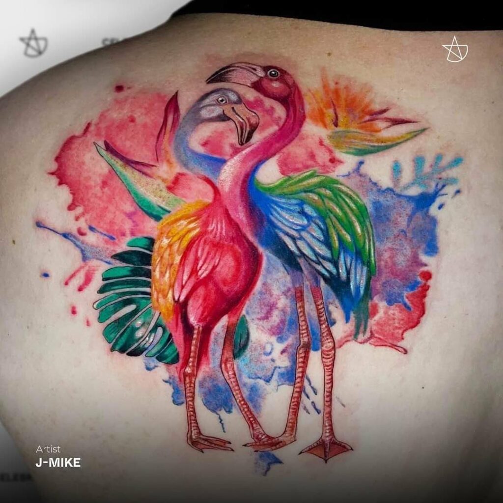 Mum and Baby Flamingo Tattoo