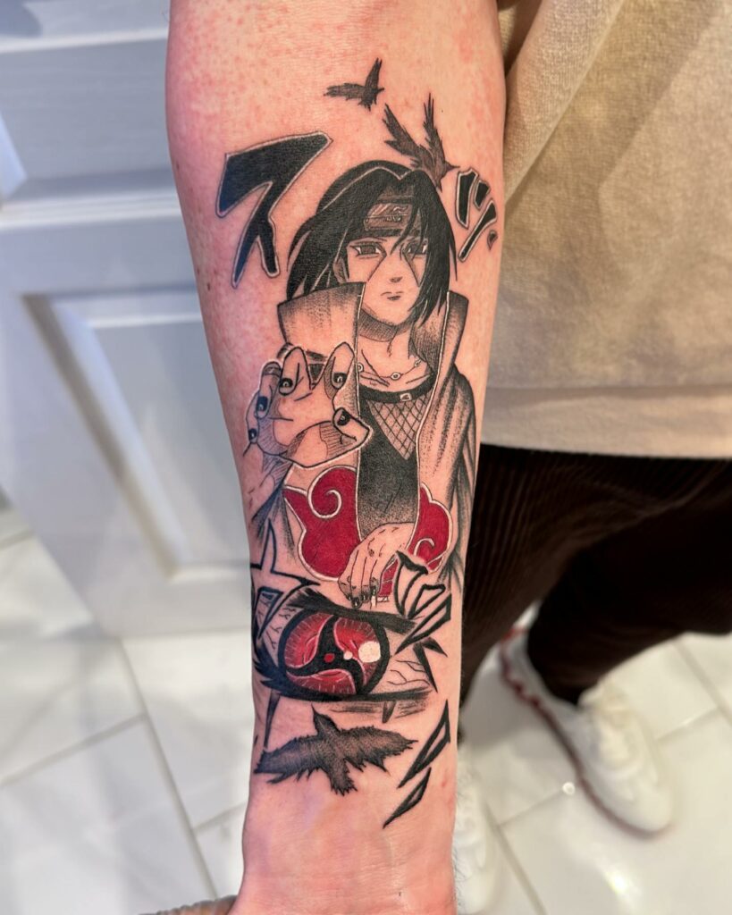 Amazing Itachi tattoo done by inkyeik To submit your work use the tag  animemasterink And dont forget to share our page too Follow  Instagram