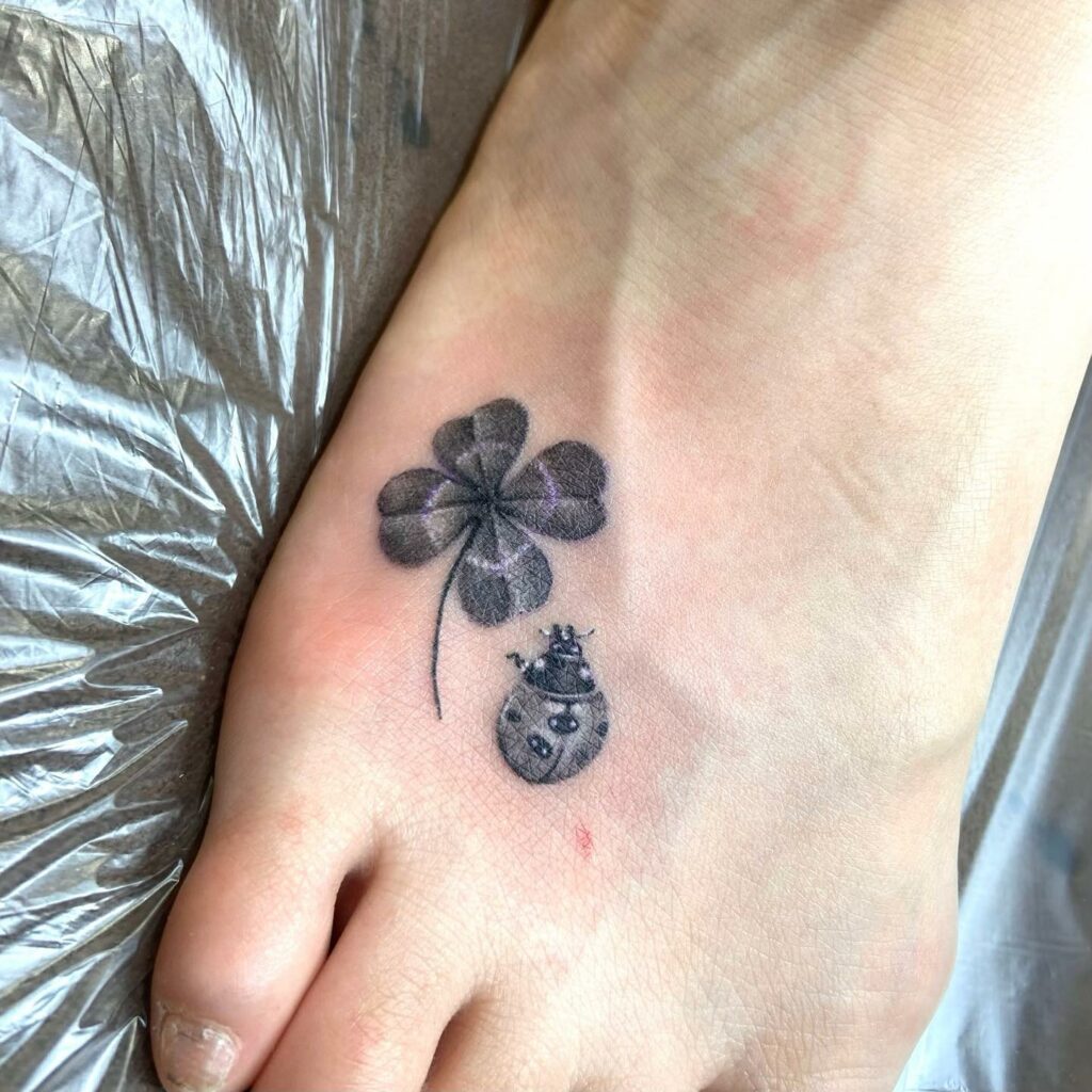 Ladybug and Clover Tattoo