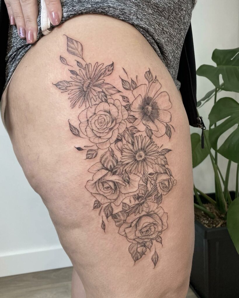 Gladiolus and Aster Tattoo 