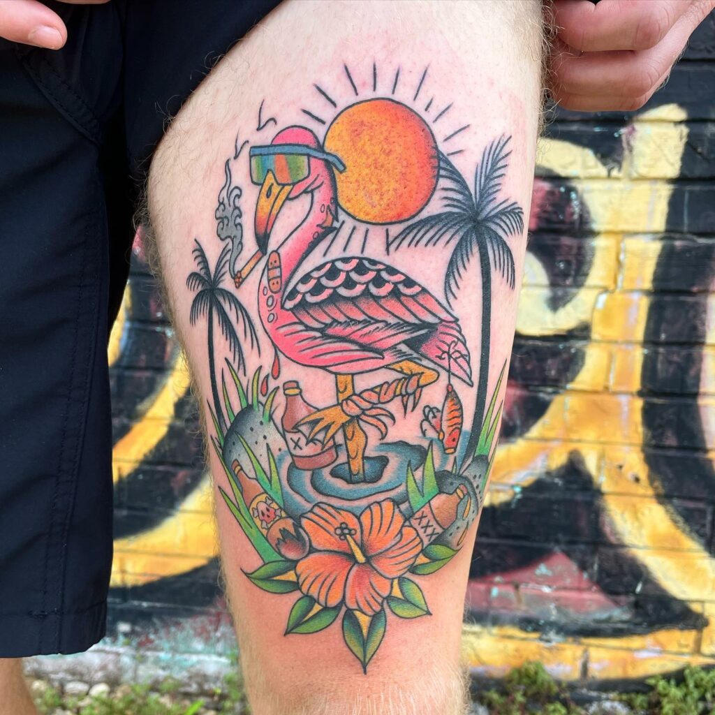 The Sunset Flamingo Tattoo