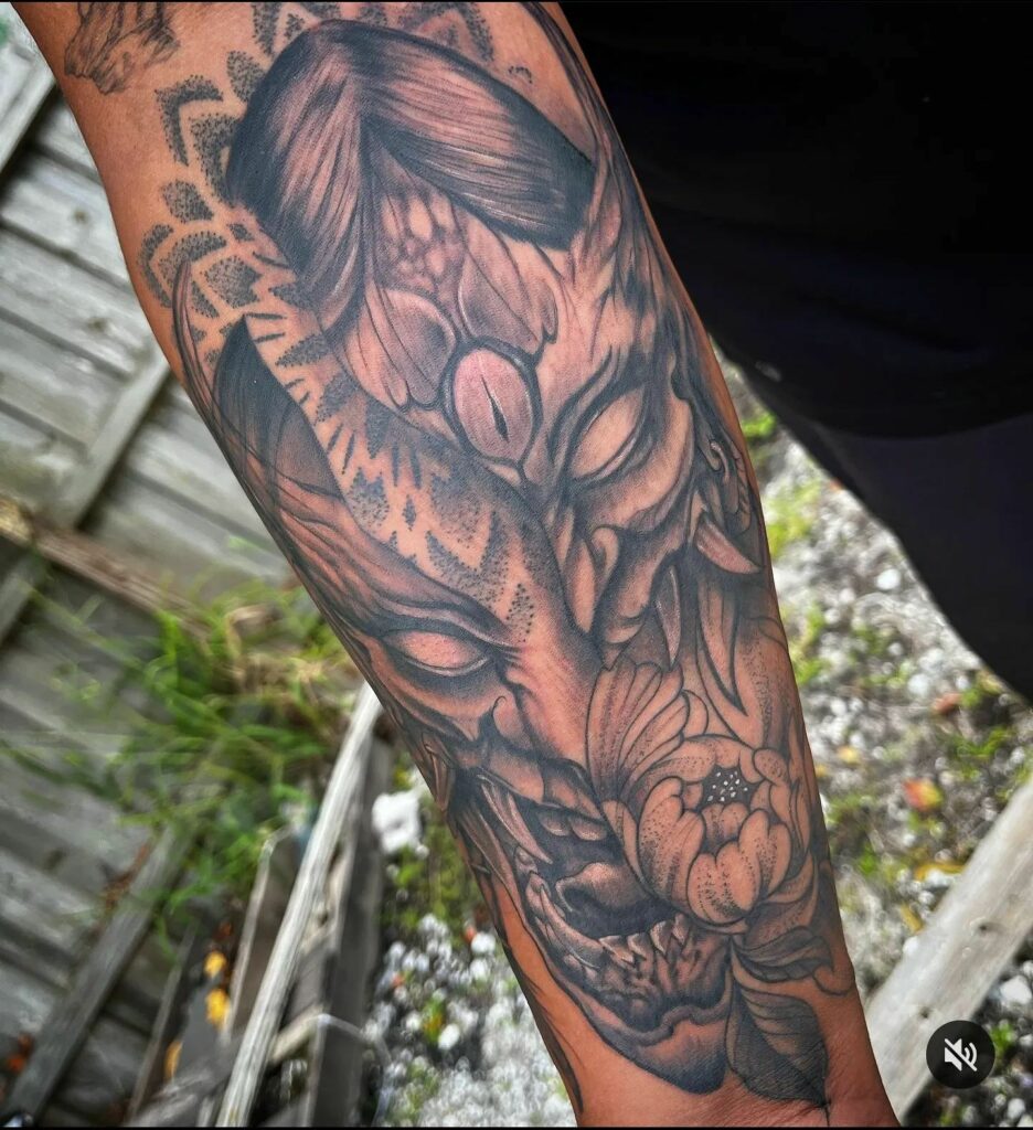 Forearm Oni Tattoo