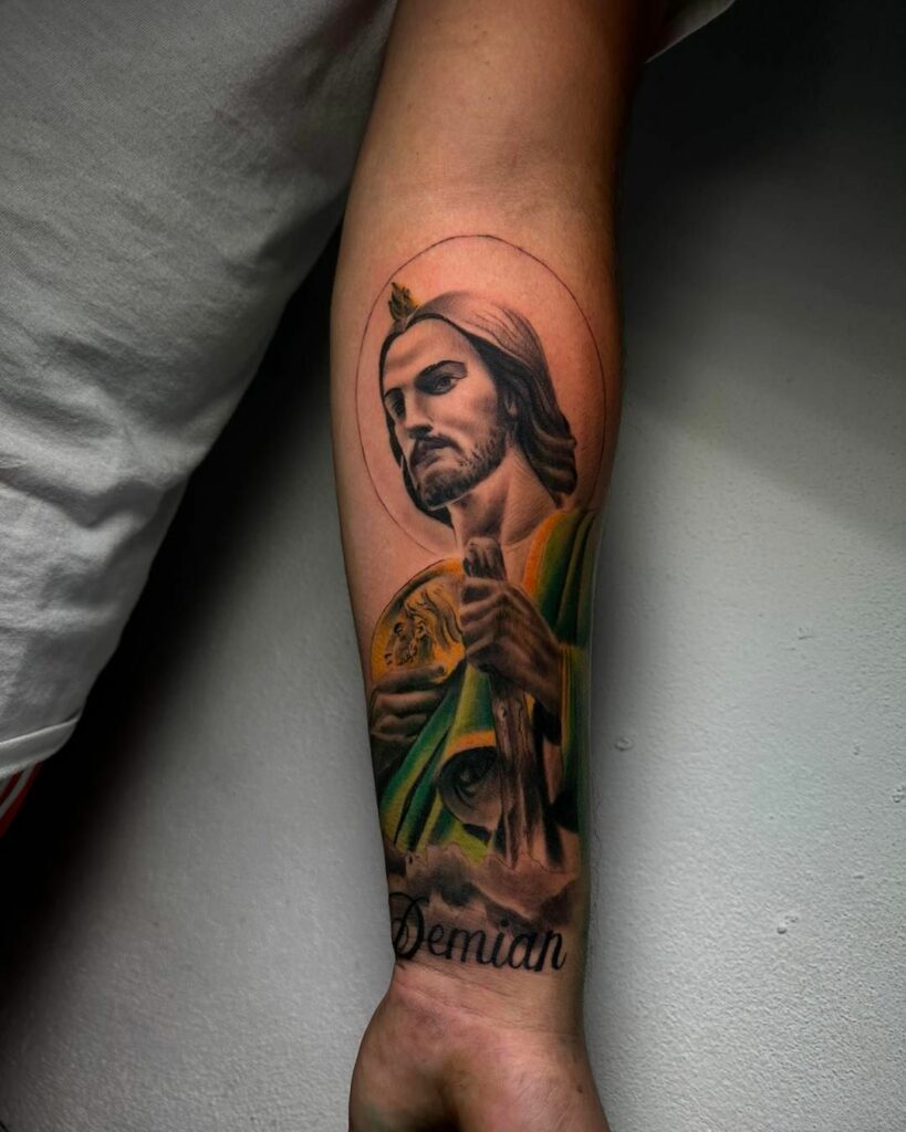 BIG OWE on Instagram EL Milagroso San Judas Tadeo Homeboys first tattoo  He didnt even want to go big But you know how we do it Shoot that  shit Thanks