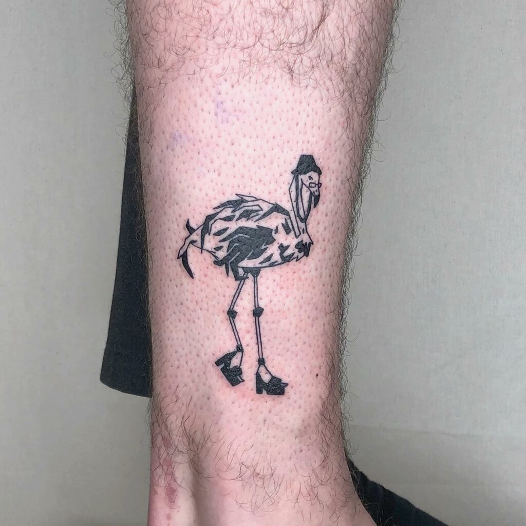 Flamingo with a Hat Tattoo