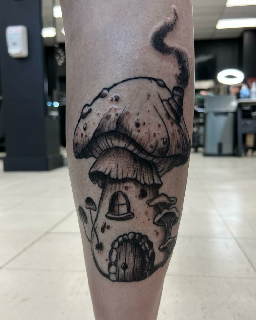 Mushroom house for Julia   Sadie Bartch Tattoos  Facebook