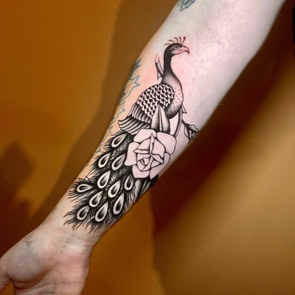 Peacock White-Shaded Tattoo