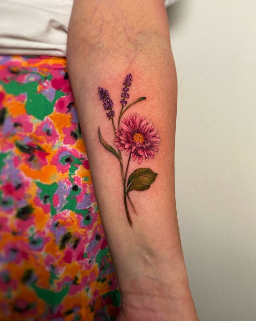 Lavender with Other Flower Tattoos