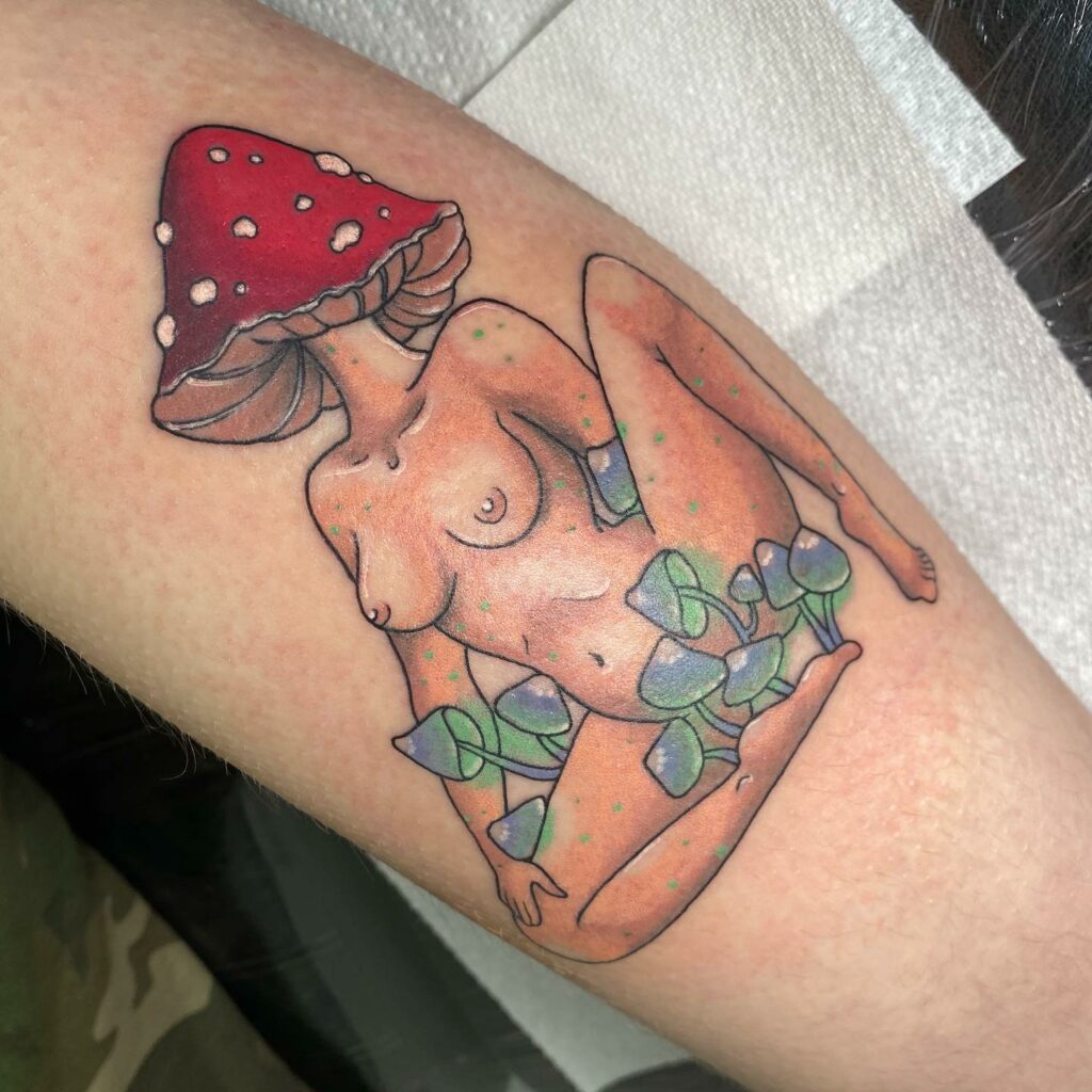 Mushrooms with Legs Tattoo