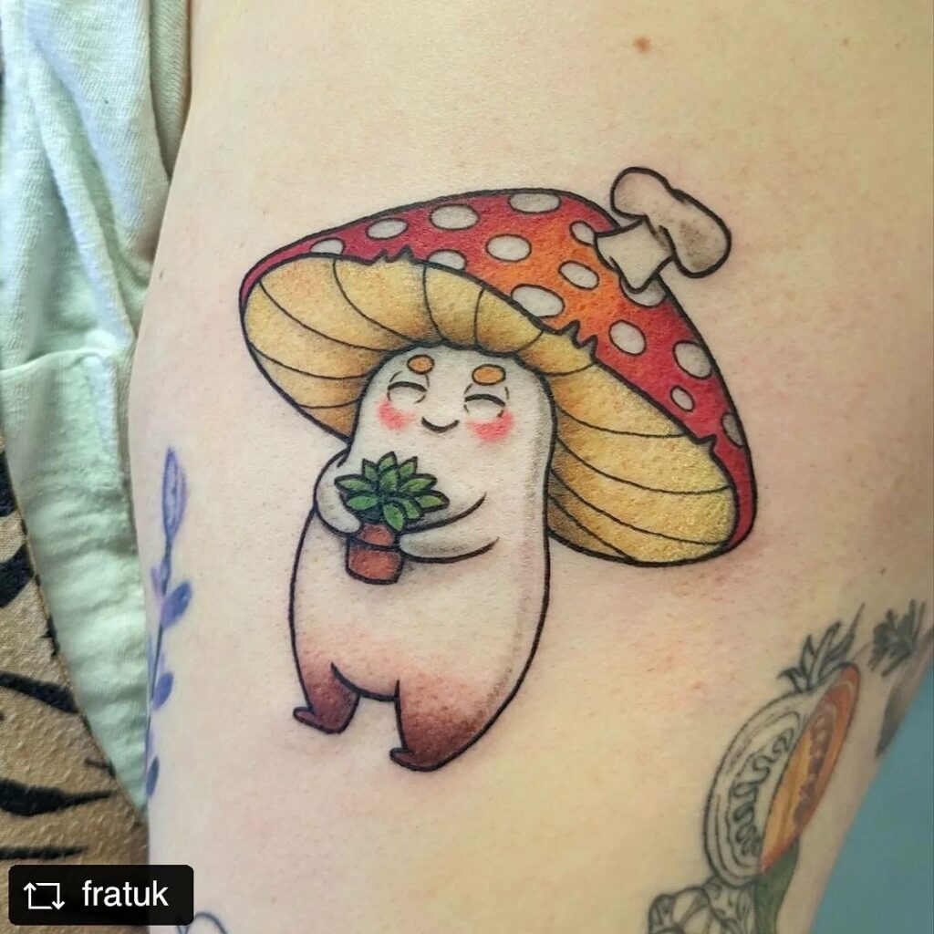 Cartoon Mushroom Tattoo
