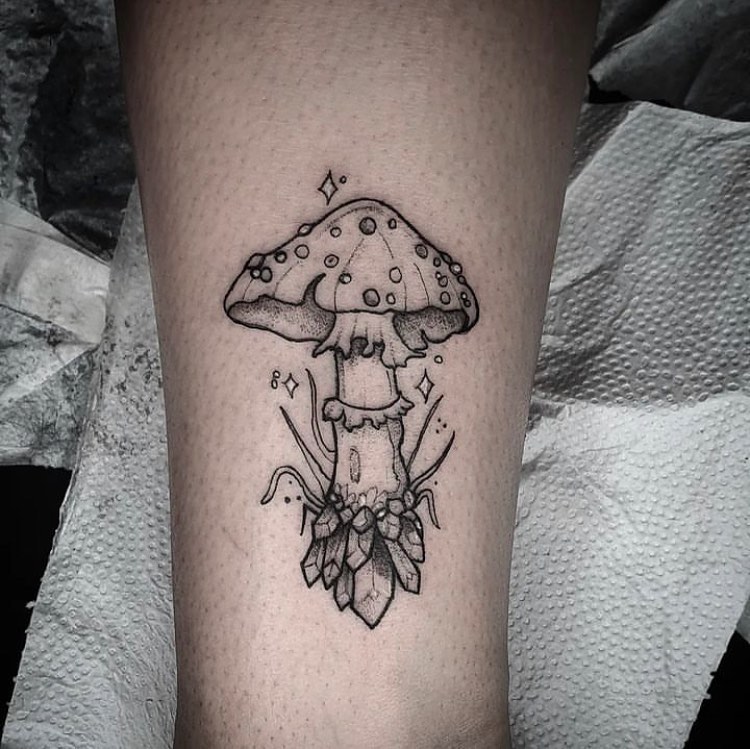 Black and Grey Mushroom Tattoos