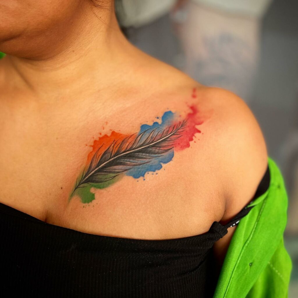 TattooGrid on Twitter Rainbow Feather ColourfulTattoo FeatherTattoo  RainbowTattoo SideTattoo httptcoGuUdUbghf5  Twitter
