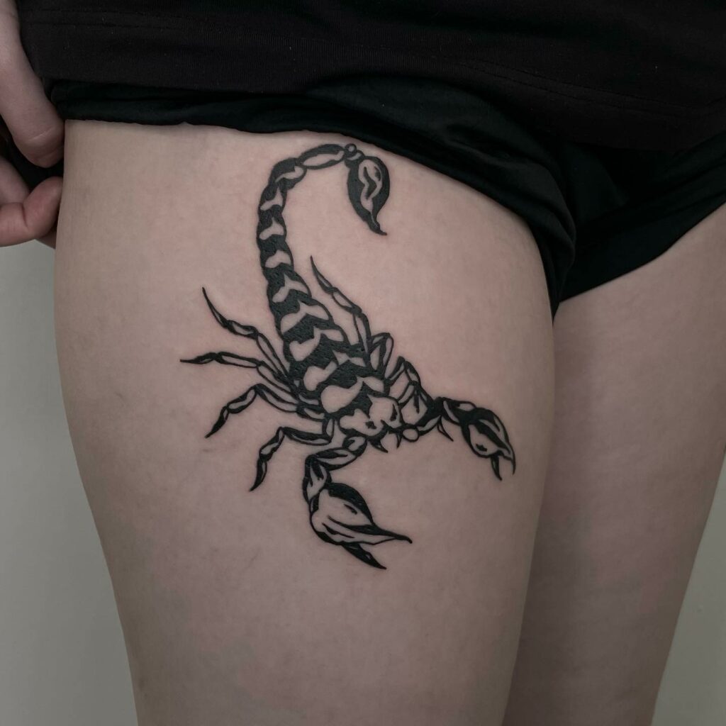 Scorpion Thigh Tattoo