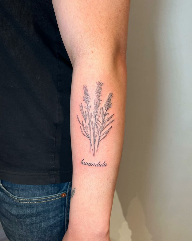 Lavender Tattoo with Word Tattoos