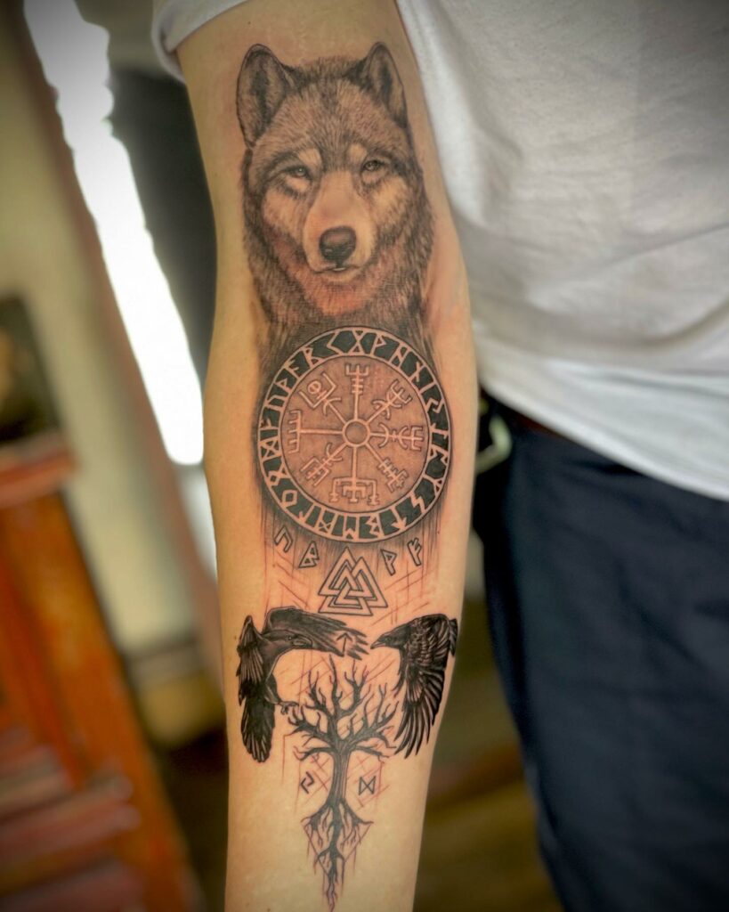 Valknut and Wolf Tattoos