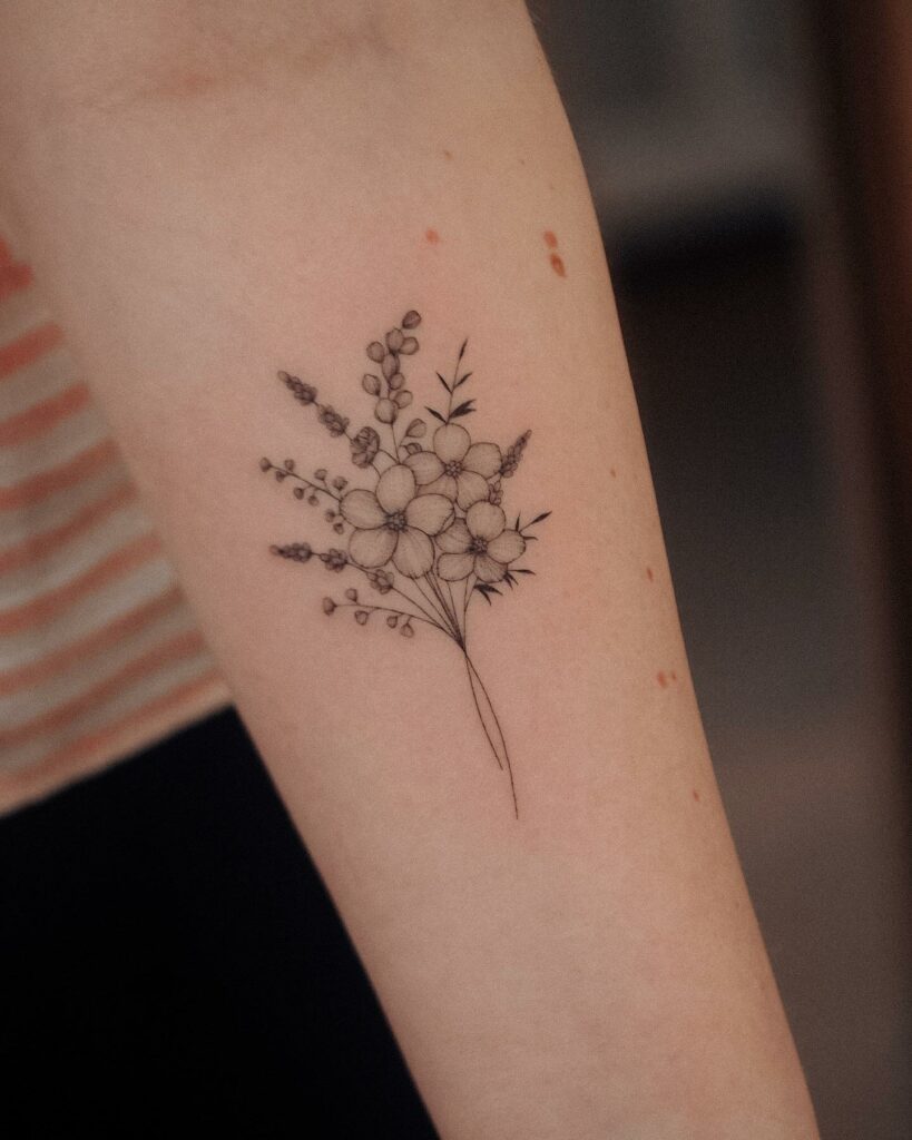 Black and Grey Lavender Tattoos